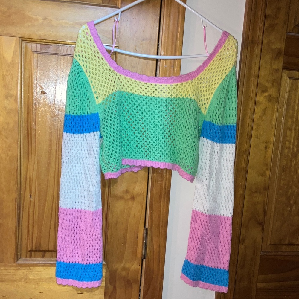 Sincerely Jules Multicolor Crochet Sweater- Brand New